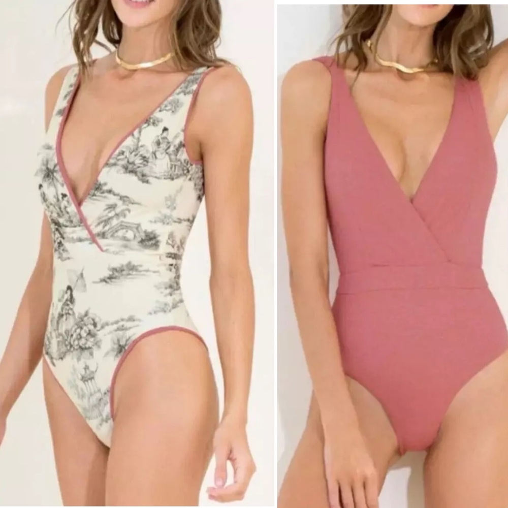Maaji Pink and Cream One-Piece Swimsuit Set